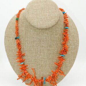 Natural Branch Coral Necklace with Turquoise